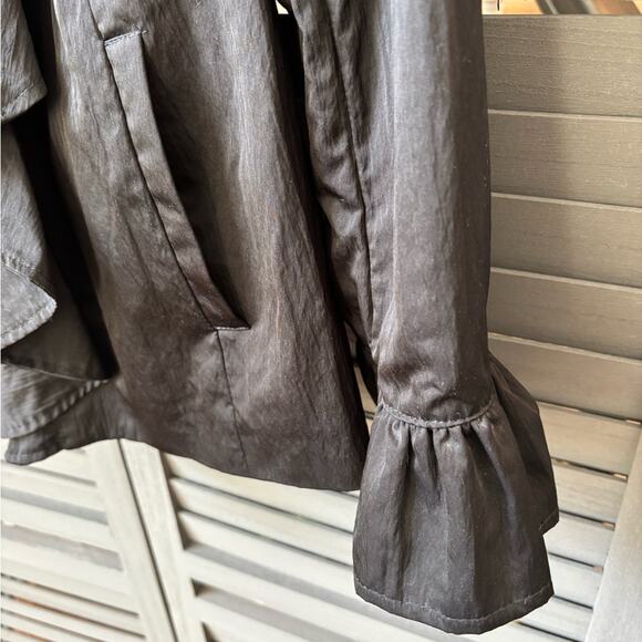 Willi Smith Retro Vintage Black Ruffle Blazer with Red Interior Lining Size S - Picture 7 of 12